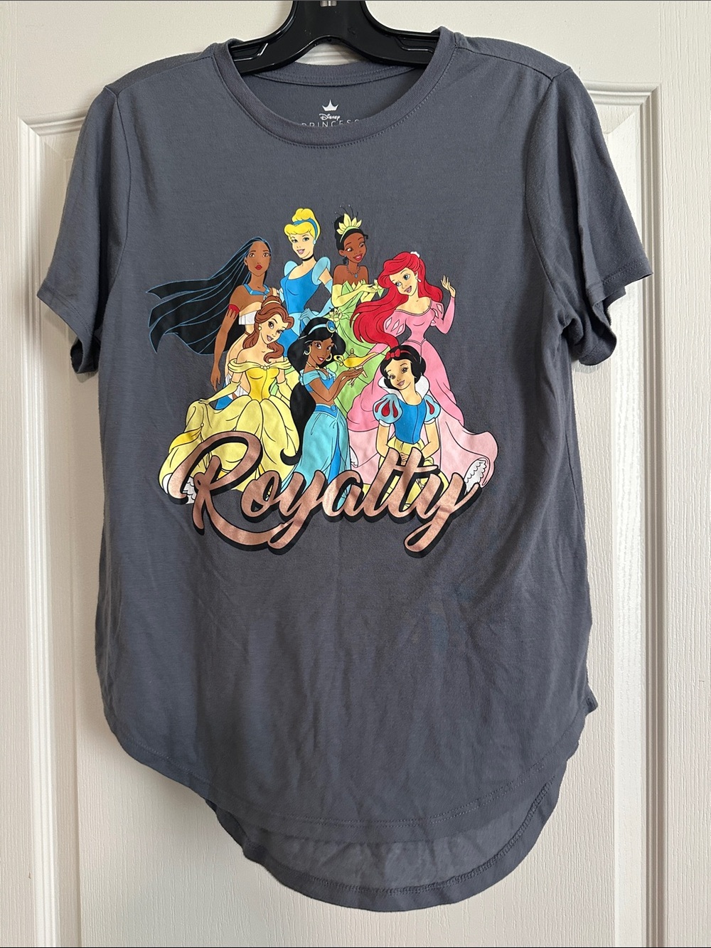 Vintage Disney Gray Short Sleeve Tee with Colorful Princess Graphic